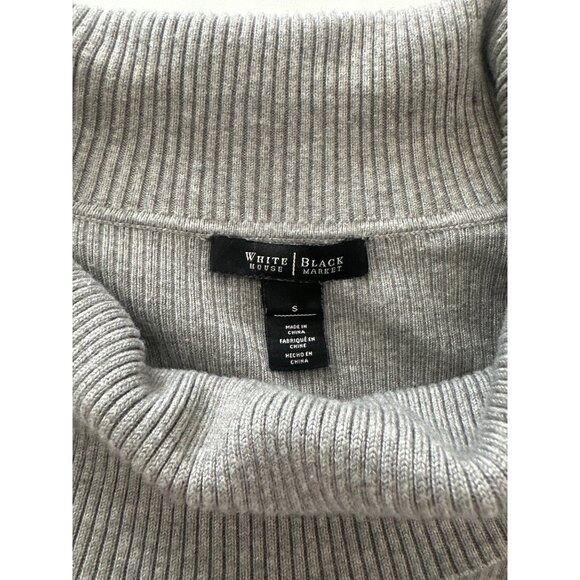 White House Black Market Womens Off-Shoulder Gray Ribbed Knit Sweater S - Picture 4 of 6